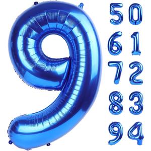 Navy Blue 9 Balloon, Number Balloon 40 Inch, Blue Party Decorations, Giant Birthday Decorations for 9th 19th 29th 90th, Number 9 Balloon