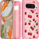 for Google Pixel 9 Pro XL Case - Women Girls Cute Cover Girly Aesthetic Kawaii Unique Design Teens Pretty Cheery Heavy Duty Shockproof Protective Phone Case for Pixel 9 Pro XL 6.8 Inch Cherry