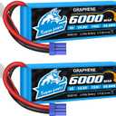 Yowoo 2 Pack 4S Lipo Battery 6000mAh 14.8V 150C Graphene Battery with EC5 Plug Connector Compatible with RC Plane Quadcopter Airplane Helicopter Tracxas X-Mass Car Truck Boat