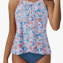 SUUKSESS Women Tummy Control Tankini Bathing Suit Ruffle High Waisted Swimsuit Size L