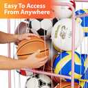 Olldide 43-Inch Large Ball Storage Basket with Wheels, Rolling Cart Sports Equipment Garage Organizer with Elastic Rope for Easy Access, Holder for Basketball, Soccer, Volleyball, Football
