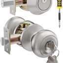 1 Set All Keyed Same Entry Door Knobs and Single Cylinder Deadbolt Combo Set for Entrance and Front Door, Keyed Alike Exterior Door Lock Set with Keys, Satin Nickel Deadbolt Lock and Door Knob Set