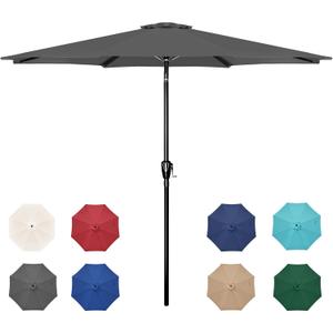 Simple Deluxe 9' Patio Umbrella Outdoor Table Market Yard Umbrella with Push Button Tilt/Crank (Grey-New)