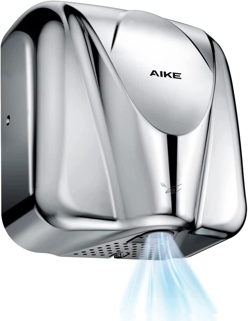 AIKE Elephant Power Commercial Hand Dryer High Speed Auto Warm Wind, Polished Stainless Steel Cover AC110V-130V Model AK2812