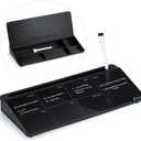 Varhomax Glass Weekly Planner Desk White Board, Desktop Calendar Whiteboard with Storage, to Do List Memo Caddy for Home Office and School Supplies, Black