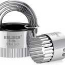 HULISEN Biscuit Cutter Set (5 Pieces/Set), Stainless Steel Round Biscuit Cutters with Handle, Wave Cookies Cutter with Fluted Edge, Professional Baking Dough Tools, Gift Package (Wave)