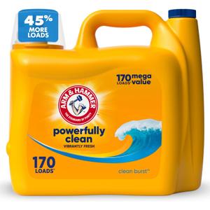 ARM & HAMMER Liquid Laundry Detergent, Clean Burst Fresh, 170 fl oz, 170 Loads