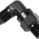 4AN Male Flare to 1/8 NPT Pipe Swivel 90 Degree Fitting Adapter Connector Aluminum Black