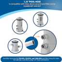 Pool Filter Hose for Intex Above Ground Pools 1.25" Diameter x 59" Long Compatible with Intex 607, 637 Models 330/530/1000 GPH Pool Filter Pumps, 1-1/4 Inch Pool Hose with 6 Metal Clamps - 3 Pack