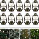 Amosfun 10pcs Miniature Kerosene Lamp Decor Vintage Style Hanging Light Ornament for Xmas Halloween Home Decoration Retro Design (As Shown 2)
