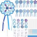 Marspark 24 Set Princess Snowflake Wand Kit Includes Make Your Own Unfinished Paper Snow Fairy Wands for Winter Princess Theme Birthday Party Favors Play Supplies Decorations