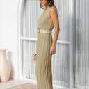 Fisoew Women Summer Sleeveless Maxi Dress Scoop Neck Ribbed Knit Tank Dress | Maternity, Sweater Dress, Cozy Fabric, Loose Fit, Long Dress, Round Neck, Going Out, Pregnancy (Brown)