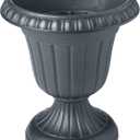 Arcadia Garden Products PL00GY Classic Traditional Plastic Urn Planter Indoor/Outdoor, 16" x 18", Gray