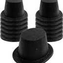 Hillban 12 Pcs Top Hats Glitter Plastic Disco Party Hat for New Year Magician Birthday Wedding Carnival(Black,Classic)