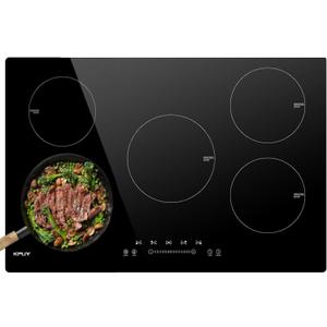 KPUY Induction Cooktop 30 Inch with 5 Burner, Electric Burner 220-240V, 7400W Electric cooktop with 9 Power Levels, Child Safety Lock & Timer, 30'' Induction Cooktop Hard Wire(No Plug)