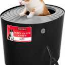 IRIS USA Cat Litter Box Large Top Entry with Lid Enclosed Covered Hooded Design Litter Catching Scatter Shield Pan Dog Proof Pet Proof Scoop Included Odor Control for Indoor Cats Kittens, Black/Gray