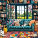 Jigsaw Puzzles for Adults 1000 Pieces, Interlock Perfectly Letter on Back No Dust, Home Decor Birthday Party Gift Toy for Men Women Elders Seniors, 1:1 Poster-Cozy Study