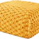Exclusivo Mezcla Fleece King Blanket for Bed, Extra Large Fuzzy Mustard Yellow Bed Blankets, Soft Cozy Plush Sofa Throws for All Seasons, 90x104 Inches