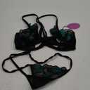 Avidlove Floral Embroidered Mesh Sheer Underwire Lingerie Set 2 Piece Green XL
