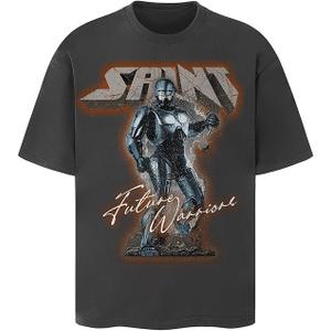 Saint Tears Men's T Shirts Casual Summer Tops Wash Cotton Short Sleeve Vintage Graphic Tshirt Men Streetwear White Size XL White