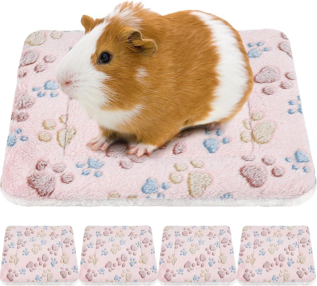 Tuanse 4 Pack Ultra Soft Dog Cat Bed Mat with Cute Print Reversible Fleece Dog Crate Kennel Pad Cozy Washable Thickened Hamster Guinea Pig Pet Bed Mat for Small Animal (13 x 10 Inches,Light Brown) (as shown on the picture)