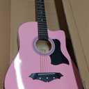 Joymusic 38 inch pink beginner acoustic guitar kit,bundle with a strap with picks holder,digital tuner, set strings, capo,cleaning cloth,6 picks,gig bag.(JG-38C,PK)