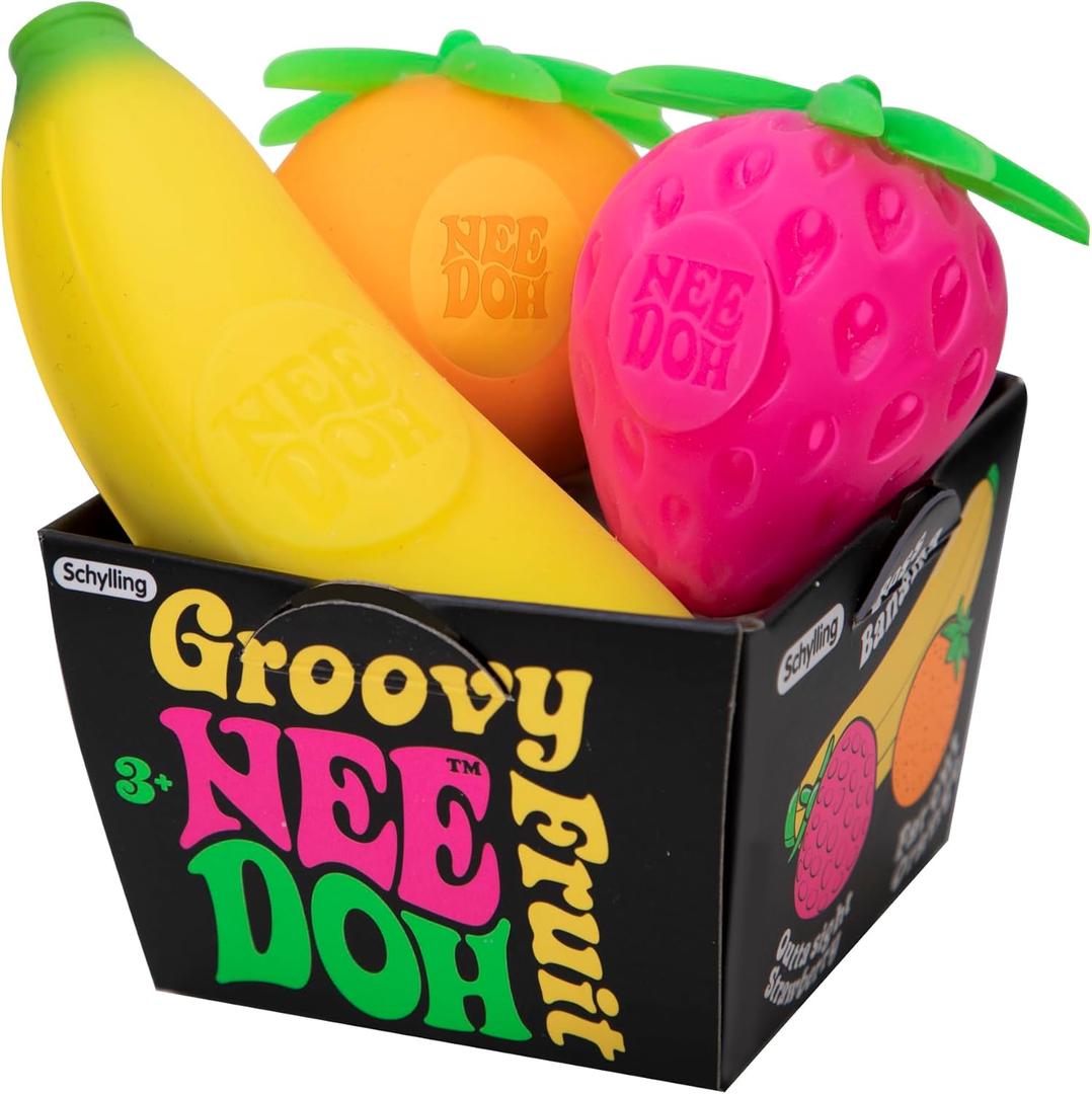 Schylling NeeDoh Groovy Fruit - Sensory Fidget Toy - Multiple Shapes - Ages 3 to Adult (Pack of 1)