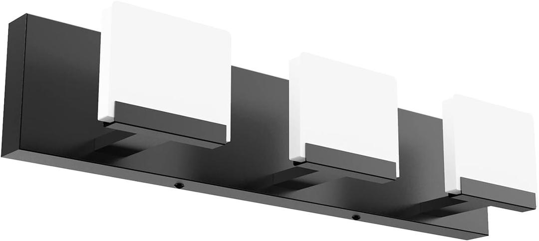Ralbay LED Modern Black Vanity Light 3 Light Acrylic Matte Black Bathroom Vanity Wall Light Modern Black Bathroom Vanity Lighting Fixtures
