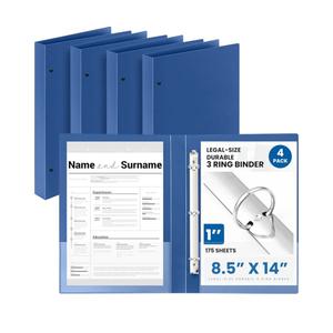 Henoyso 4 Pcs Legal Size Binder 3 Ring 1 Durable Navy Blue Binders for 8.5 x 14 Paper Hold up to 175 Sheets for Documents Artwork Blueprints, Office, Home, Work Places