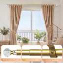 Brushed Gold Curtain Rod for Window 68-140 In, Crystal Ball End Drapery Rod 1 In Dia, 72-144 In Long Adjustable, Metal Single Rod, Acrylic Finials, Heavy Duty, Decorative Curtain Pole, For Bedroom Dorm