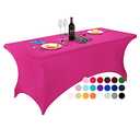 LZY Spandex Fitted Stretch Table Cover for 6 ft or 4ft or 8ft Folding Table, Rectangular Cocktail Tablecloth, Perfect for Party or Banquet (Fuchsia)