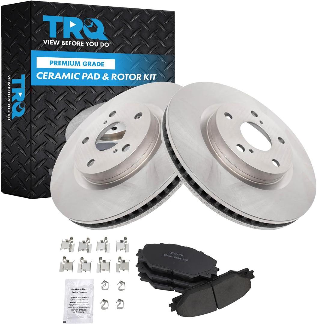 TRQ Front Brake Pad and Rotor Set Ceramic Vented Rotors