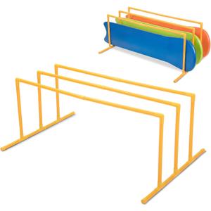 Ripeng Large Gold Pool Float Storage Rack, 2 Slots 47 x 19 Inches Outdoor Pool Toy Storage Organizer Vinyl Coated PVC Swimming Float Holder for Drying and Storing Foam Loungers