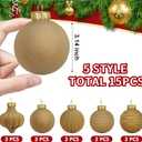 45 Pcs 3.15 Inch Velvet Christmas Ball Ornaments and Velvet Wreath Bow, 15 Flocked Christmas Tree Hanging Ball 30 Vintage Velvet Ribbon Bows, Xmas Decor Holiday Party Supplies (Khaki, 3.15 inches)