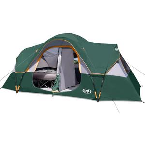 UNP Camping Tent 10-Person-Family Tents, Parties, Music Festival Tent, Big, Easy Up, 5 Large Mesh Windows, Double Layer, 2 Room, Waterproof, Weather Resistant, 18ft x 9ft x78in