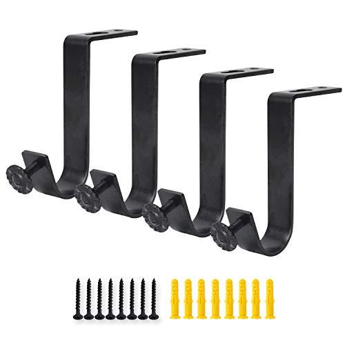 3 Pack Ceiling Curtain Rod Bracket Heavy Duty Single Curtain Rod Holders for 1 Inch Drapery Holder for Living Room Bedroom Black