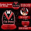 DARUNAXY Black Red Graduation Party Decorations, Red Class of 2026 Graduation Banner, 2026 Congrats Grad Honeycomb Hanging Swirl Confetti Balloon Congratulations Graduates Party Supplies(25PC)