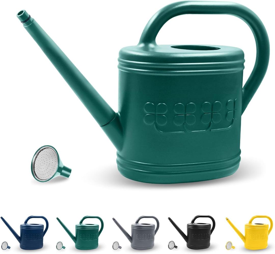 2 Gallon Watering Can, Outdoor Watering Can for Plants, Garden Water Can with Removable Long Spout and Stainless Steel Sprinkler Head, Large Water Can for Greenhouse (Dark Green, 2 Gallon)