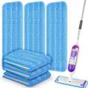 6 Pack Reusable Mop Pads Compatible with Swiffer PowerMop, Wood Floor Pads Microfiber Mop Replacement Refills Machine Washable for All Floor Surfaces (Blue)
