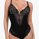 Black Lace Bodysuits for Women Body Suits Tummy Control Seamless Sculpting Snatched Waist Backless Shapewear Thong, Large