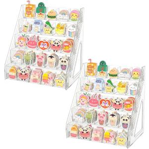 2 Pack 5 Tiers Sticker Display Stand, 25 Compartments Sticker Holder Organizer for Stickers Vendors Small Business Supplier Events Trade Shows Classroom Risers Greeting Card Display Sticker Holder