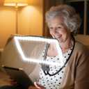 Large 10X Magnifying Glass with Light, Hands Free Magnifying Glass for Reading, Full Book Page Magnifier with 50 LED Lights, Flexible Gooseneck Magnifiers for Seniors Low Vision, Black 10.6 x 7.8in