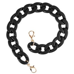 14.5 Inch Acrylic Purse Chain, Black Purse Chain Handbag Strap Replacement Acrylic Bag Chains, Matte Black Bags Charm Extender Purses Handle Replacement for Phone and Shoulder Bags Bum Bag Accessories