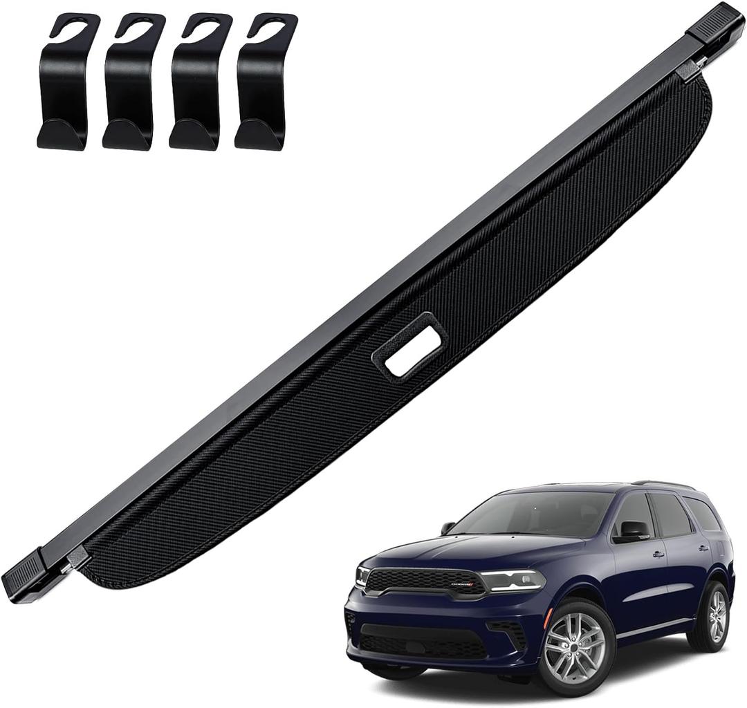 AUXKO 2nd Row Installation Retractable Cargo Cover for Dodge Durango 2026-2011, Trunk Cover for 2026 2025 Dodge Durango Security Shade Cover Shielding Anti-Peeping Luggage Privacy Screen, Carbon Fiber