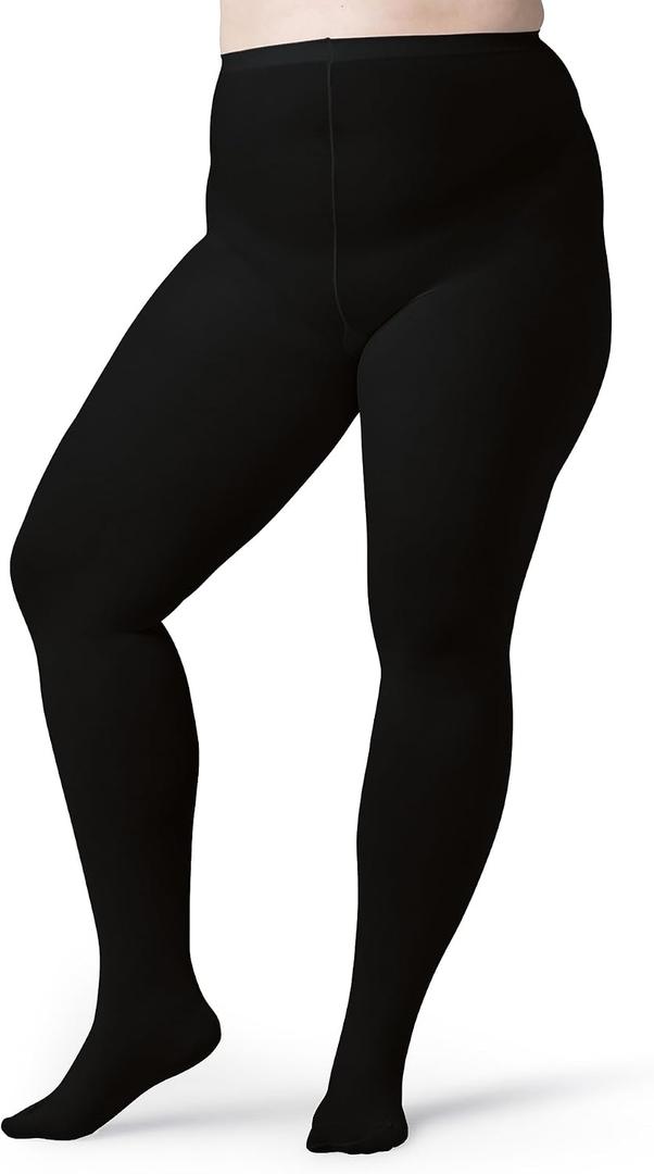 Silky Toes Plus Size Tights for Women | 60D Soft Opaque Comfort Fit Pantyhose | Black or Colored 1-2 pairs | (Black, M)