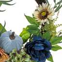 National Tree Company 22-Inch Harvest Wreath with Flowers, Pumpkins, and Greenery - Fall Door Decoration for Autumn and Thanksgiving