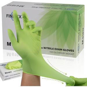 FINITEX Nitrile Disposable Gloves - Green 3.5mil 100/1000PCS Powder-Free Latex-Free Medical & Food Use Medium