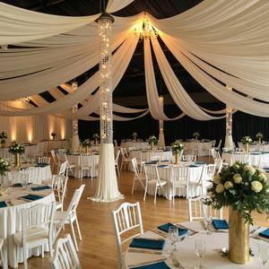 PartyVillage 10 Panels 5ftx30ft Ivory Ceiling Drapes for Wedding Parties  30 FT Extra Long Thick Polyester Wrinkle-Free Drapery Tent Decor Decorations for Birthday Party Ceremony Stage Swag