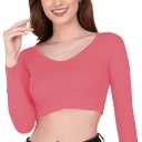 Long Sleeve Crop Tops for Women, Size L