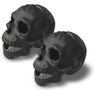 2pcs Refractory Materials Fireproof Imitated Human Fire Pit Skulls Gas Log for NG, LP Wood Fireplace, Firepit, Campfire, Halloween Decor, BBQ